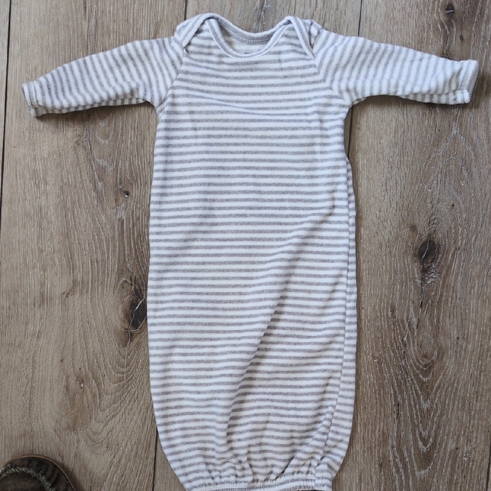 Carter's Gray and White Striped Fleece Sleep Sack Sleeper Gown with Long Sleeves